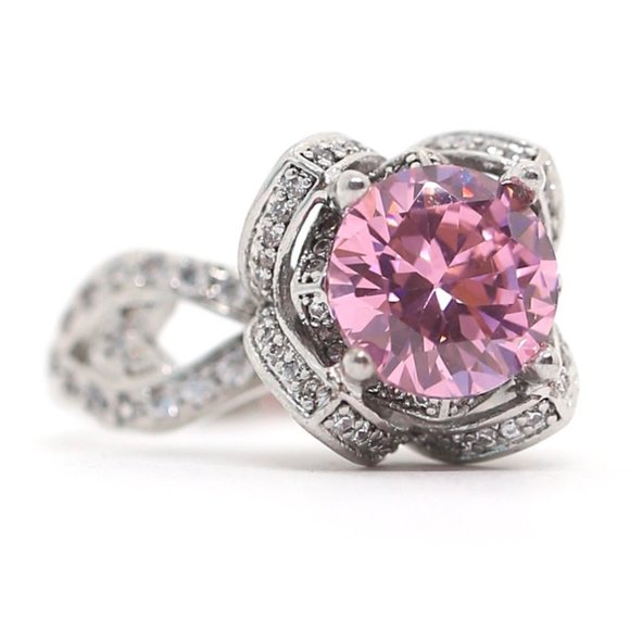 Jenna Jameson Jewelry - SterlIng Silver Queens Crown Pink Topaz Ring